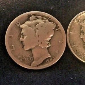 Mercury Dimes - Lot of (3), 90% Silver Mercury Dimes-1937-1942-1945